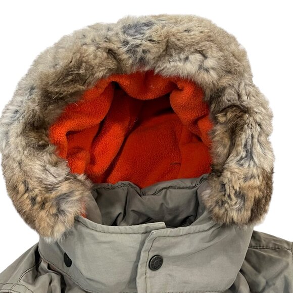 Armani Junior Toddler Boys Hooded Winter Coat 18M Faux Fur Trim Gray & Orange - Picture 5 of 10